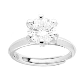Anello Solitario Bianco Reale mm 8, Argento s925