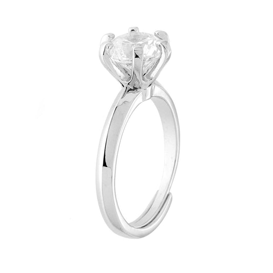Anello Solitario Bianco Reale mm 8, Argento s925