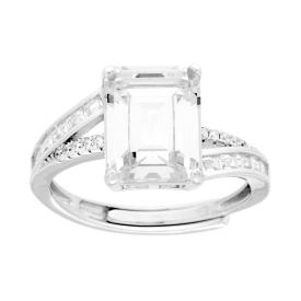 Anello Solitario Rettangolare mm 8x10, Argento s925