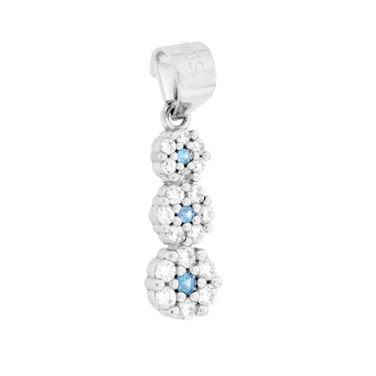 Set Orecchini e Ciondolo con Trilogy Fiori Acquamarina, Argento s925