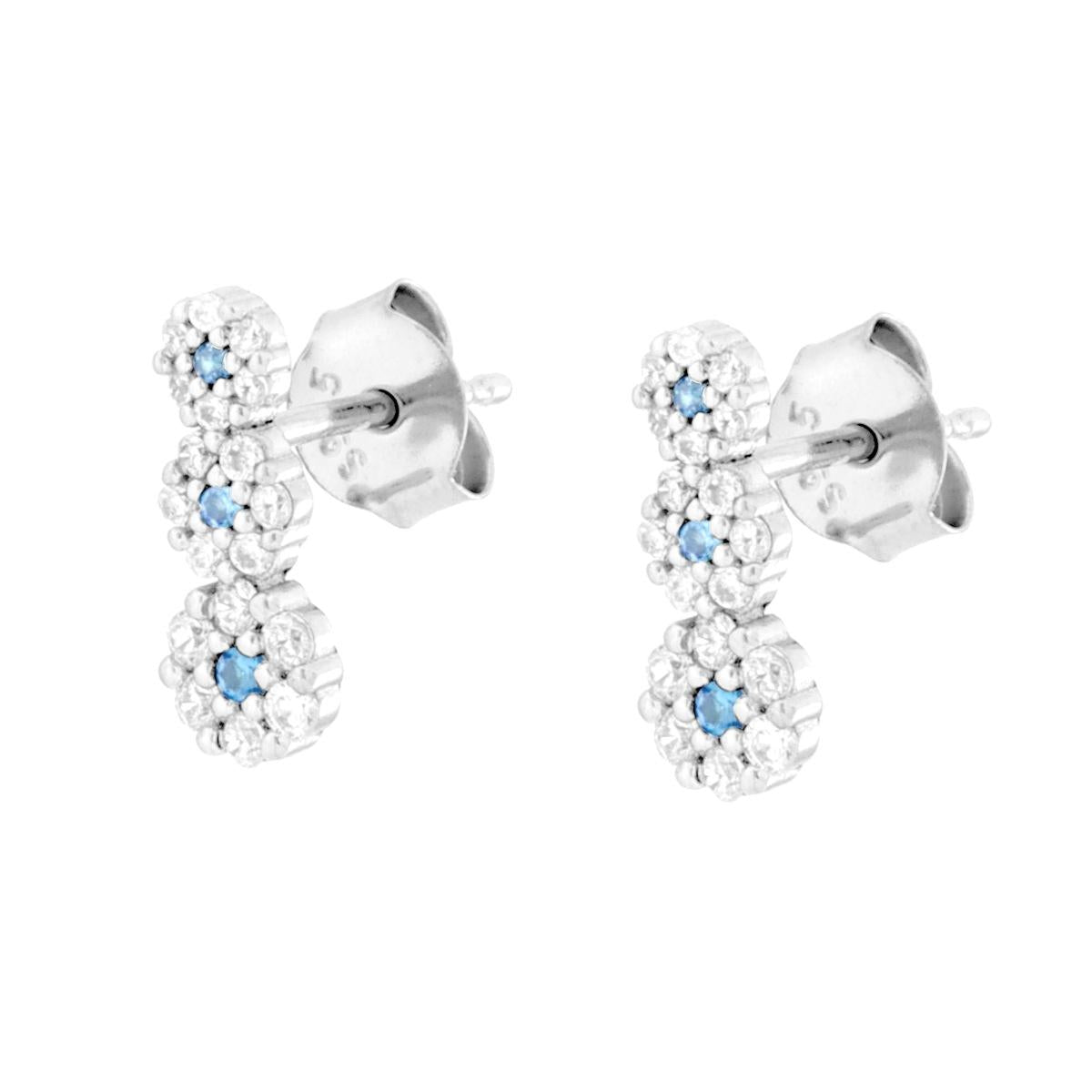 Set Orecchini e Ciondolo con Trilogy Fiori Acquamarina, Argento s925