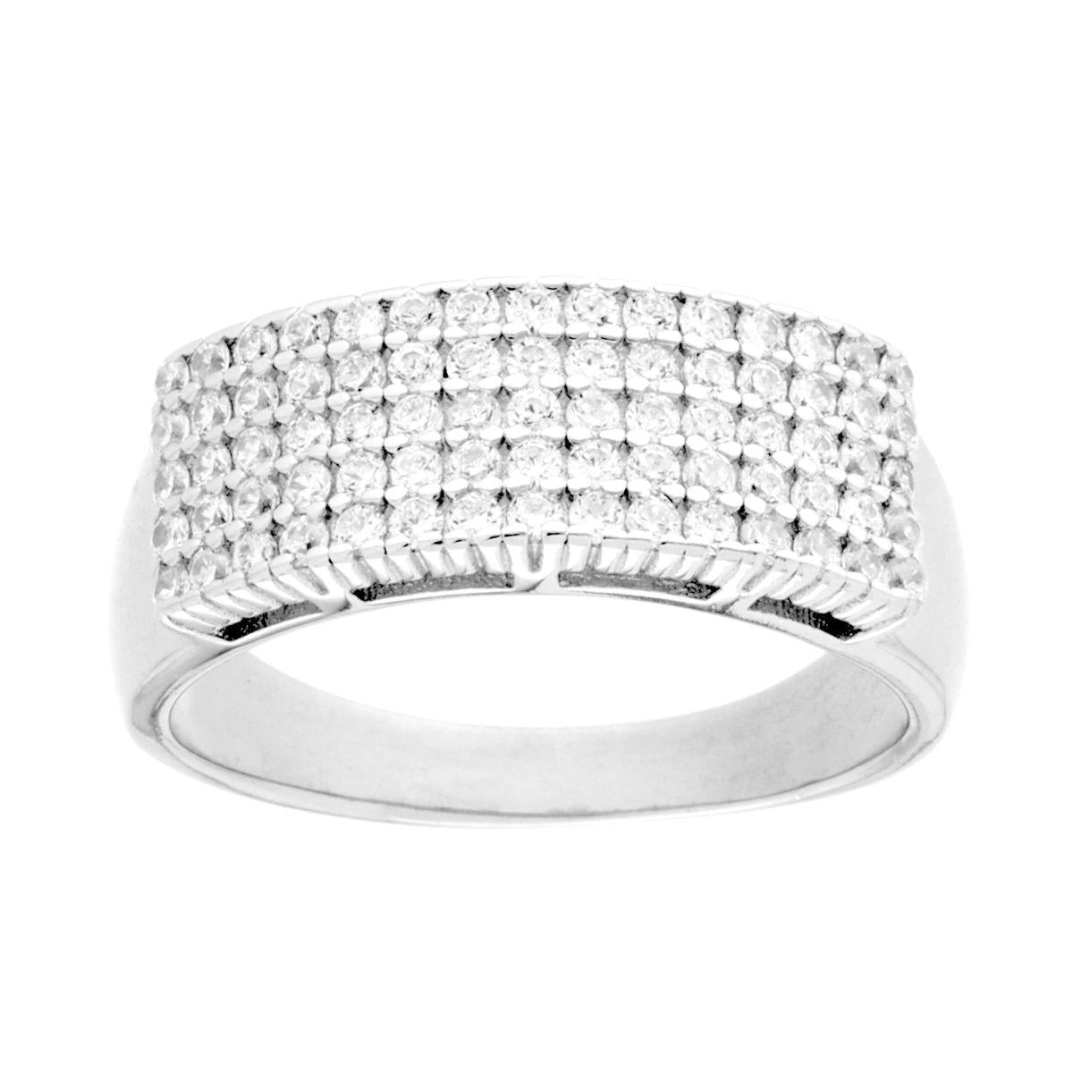 Anello Fascia Veretta con Zirconia Bianca, in ARGENTO S925