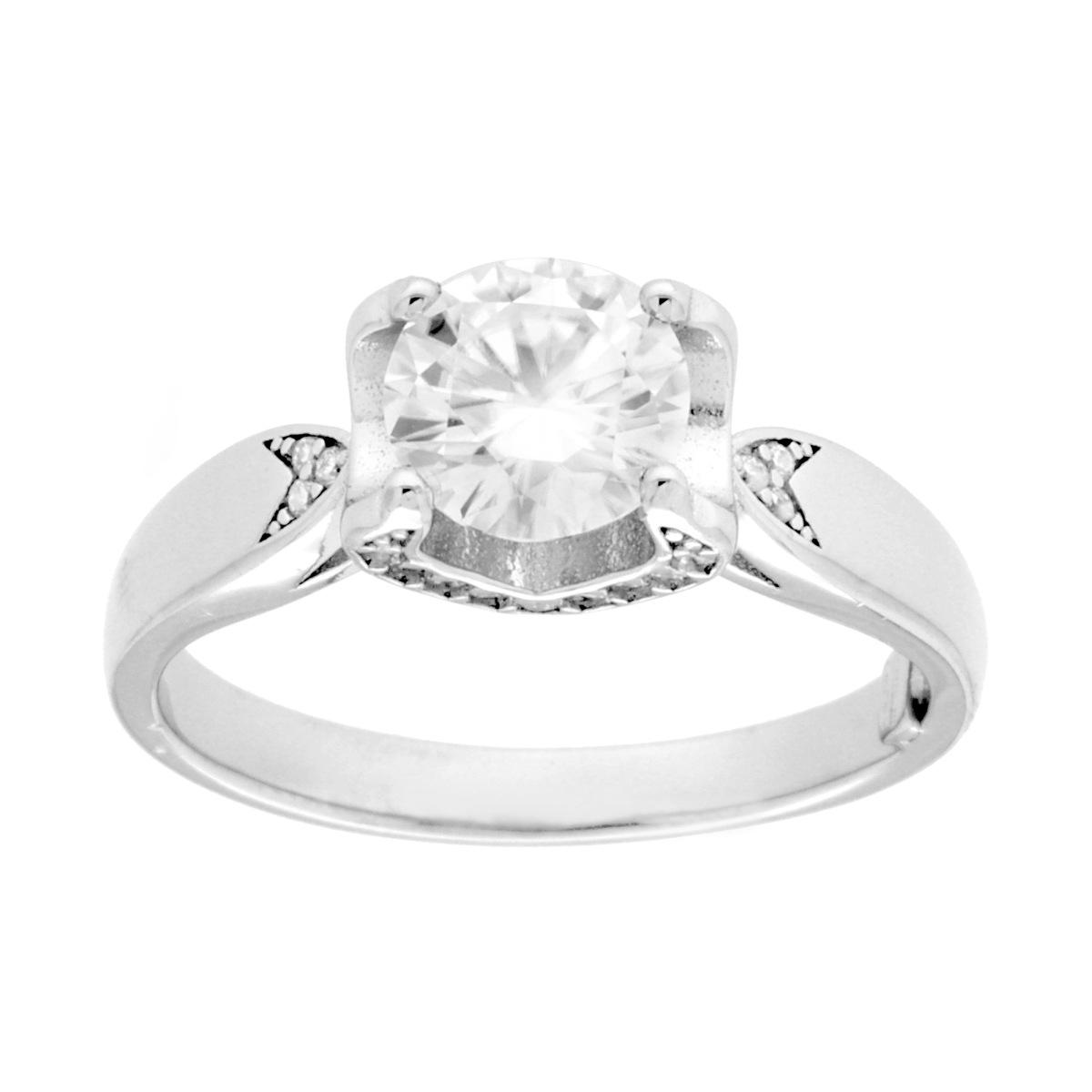 Anello Solitario Sospeso in MOISSANITE certificata, in Argento S925