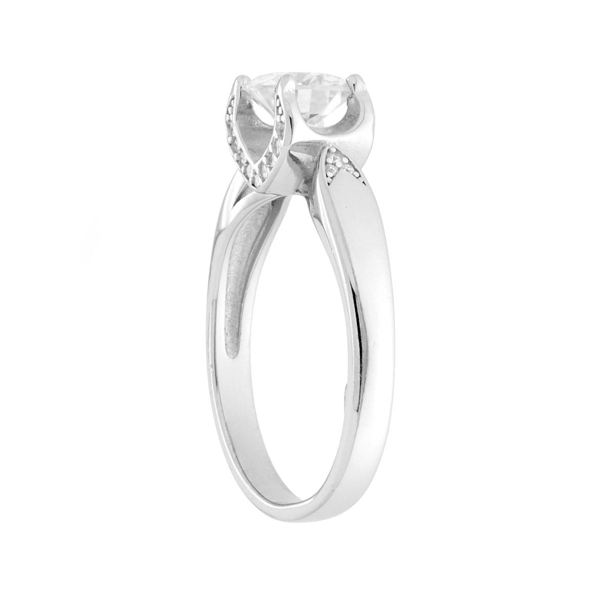 Anello Solitario Sospeso in MOISSANITE certificata, in Argento S925