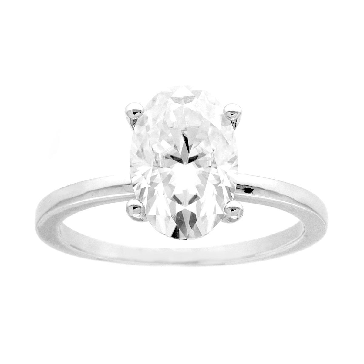 Anello Solitario con MOISSANITE Ovale Certificata, in Argento S925