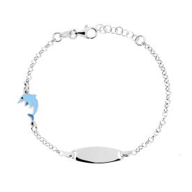 Bracciale con Targa Ovale e Delfino, Argento s925