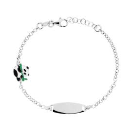 Bracciale con Targa Ovale e Panda , Argento s925