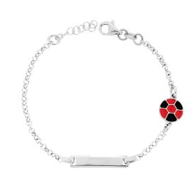 Ladybug Bracelet with Heart and Flowers, S925 Silver
