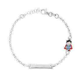 Bracciale con Targa Rettangolare e Superman, Argento s925