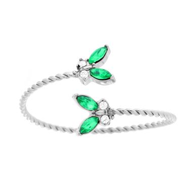 Anello Contrarie Farfalle Verde Smeraldo, in ACCIAIO inox