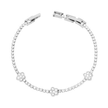 Bracciale Tennis con Fiori, in ACCIAIO inox