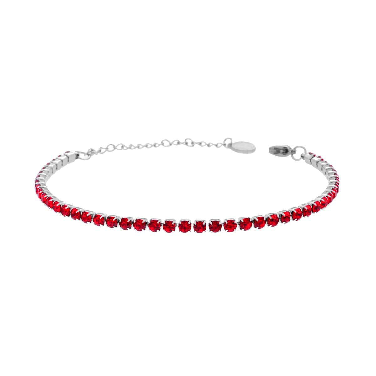 Bracciale Tennis mm 3 ROSSO, in ACCIAIO