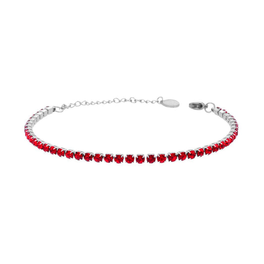 Bracciale Tennis mm 3 ROSSO, in ACCIAIO