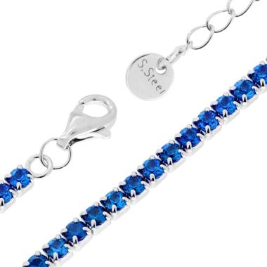 Bracciale Tennis mm 3 BLU, in ACCIAIO