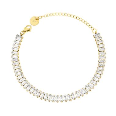 Bracciale Tennis con Crystal Bianchi Baguette, in ACCIAIO