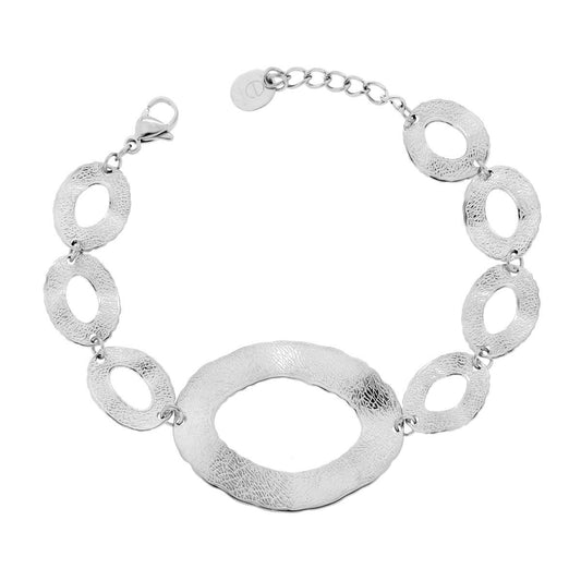 Bracciale Catena con Ovali Irregolari Diamantate, ACCIAIO inox