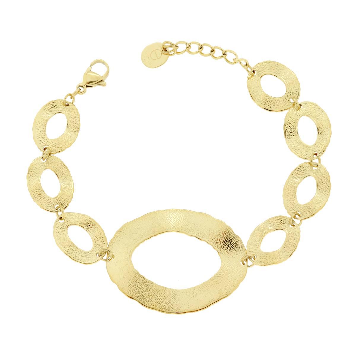 Bracciale Catena con Ovali Irregolari Diamantate, ACCIAIO inox