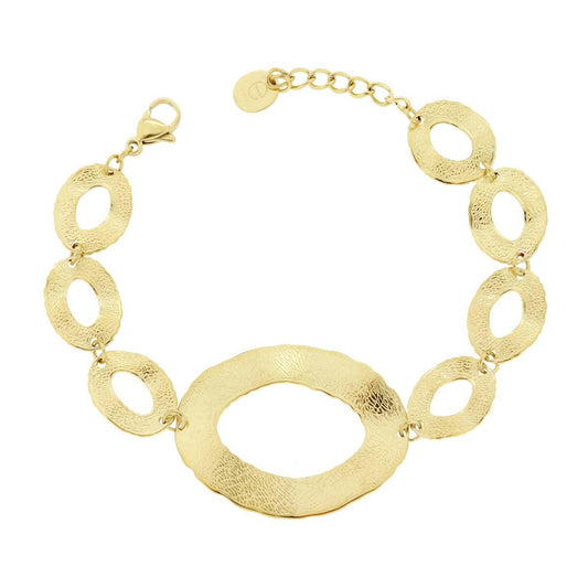 Bracciale Catena con Ovali Irregolari Diamantate, ACCIAIO inox