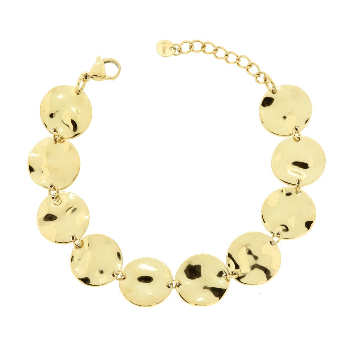 Bracciale Piastre Tonde Ondulate, in ACCIAIO inox