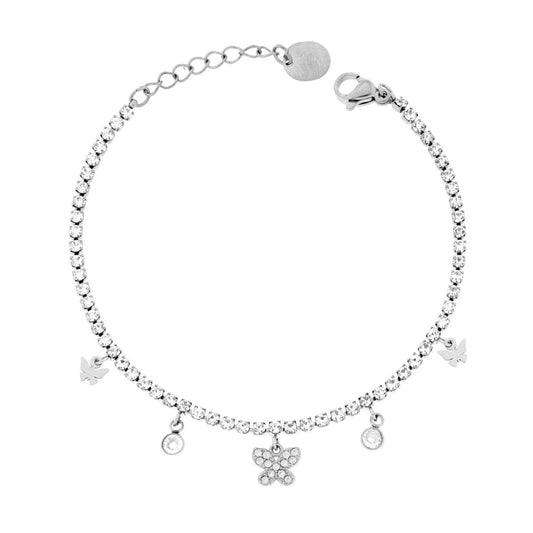 Bracciale Tennis con Farfalle pendenti, in ACCIAIO inox