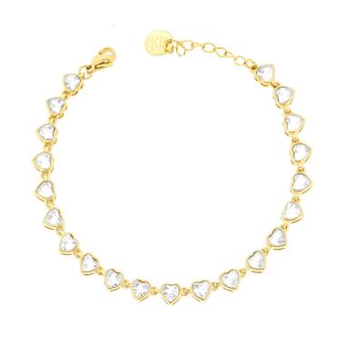 Bracciale Tennis Cuore con Crystal Bianchi in ACCIAIO inox