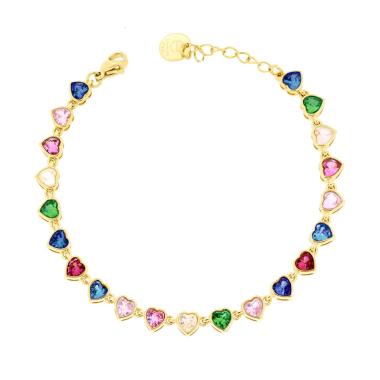 Bracciale Tennis Cuore con Crystal Multicolor in ACCIAIO inox