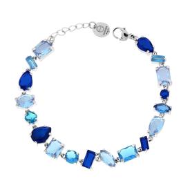 Bracciale Tennis con Crystal Multitaglio Blu Zaffiro,  in ACCIAIO inox