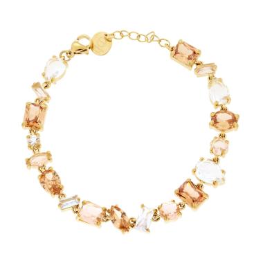 Bracciale Tennis con Crystal Multitaglio Rosa Cipria/Bianco,  in ACCIAIO inox