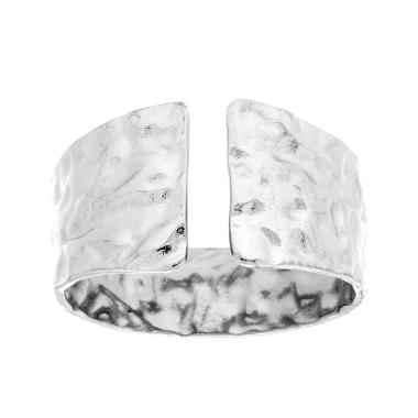 Anello Fascia Martellata aperto Frontalmente, in ACCIAIO inox