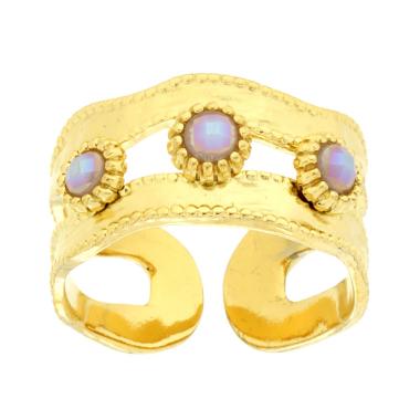 Anello Fascia Martellata con Crystal COLOR, in ACCIAIO inox
