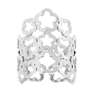 Anello Fascia con Fiori Martellati, in ACCIAIO inox