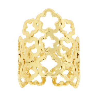 Anello Fascia con Fiori Martellati, in ACCIAIO inox