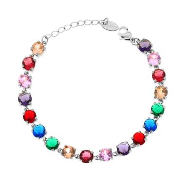 Bracciale Tennis con Crystal Tondi Multicolor, in ACCIAIO