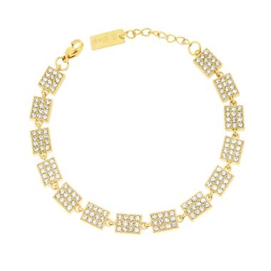 Bracciale Catena Rettangoli con Crystal Bianchi, in ACCIAIO