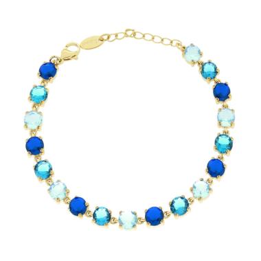 Bracciale Tennis con Crystal Tondi Blu Degradè, in ACCIAIO