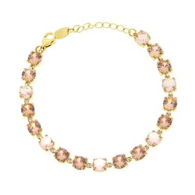 Bracciale Tennis con Crystal Tondi Toni Rosa Cipria, in ACCIAIO