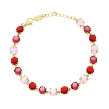 Bracciale Tennis con Crystal Tondi Rosso e Rosa Degradè, in ACCIAIO