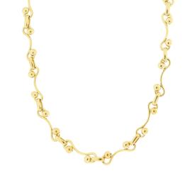 Collana Catena Maglia Ornata con Palline, in ACCIAIO inossidabile