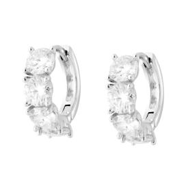 Orecchini Cerchio mm 13 con MOISSANITE mm 4, Argento s925