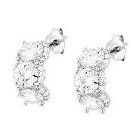 Orecchini Trilogy Halo con MOISSANITE mm 5, in Argento S925