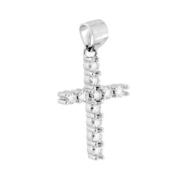 Ciondolo Croce con MOISSANITE mm 1.8 certificata, in Argento S925