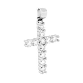 Ciondolo Croce con MOISSANITE mm 2.5 certificata, in Argento S925