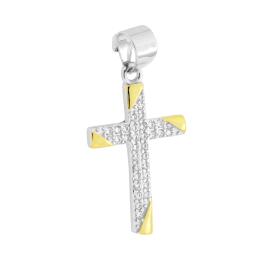 Ciondolo Croce e con zirconi bianchi, Argento s925