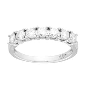 Anello SemiVeretta con 7 pietre di MOISSANITE mm 3 certificata, in Argento S925