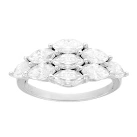 Baroque Square Solitaire Ring, in certified MOISSANITE, in S925 Silver