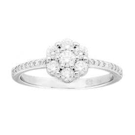 Anello Fiore con MOISSANITE mm 3 certificata, in Argento S925
