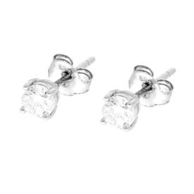 Orecchini Punto Luce Tondo con MOISSANITE Bianco mm4, in Argento S925