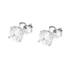 Orecchini Punto Luce Tondo con MOISSANITE Bianco mm5, in Argento S925