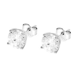 Orecchini Punto Luce Tondo con MOISSANITE Bianco mm6, in Argento S925
