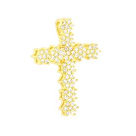Ciondolo Croce con Fiori, in Argento s925